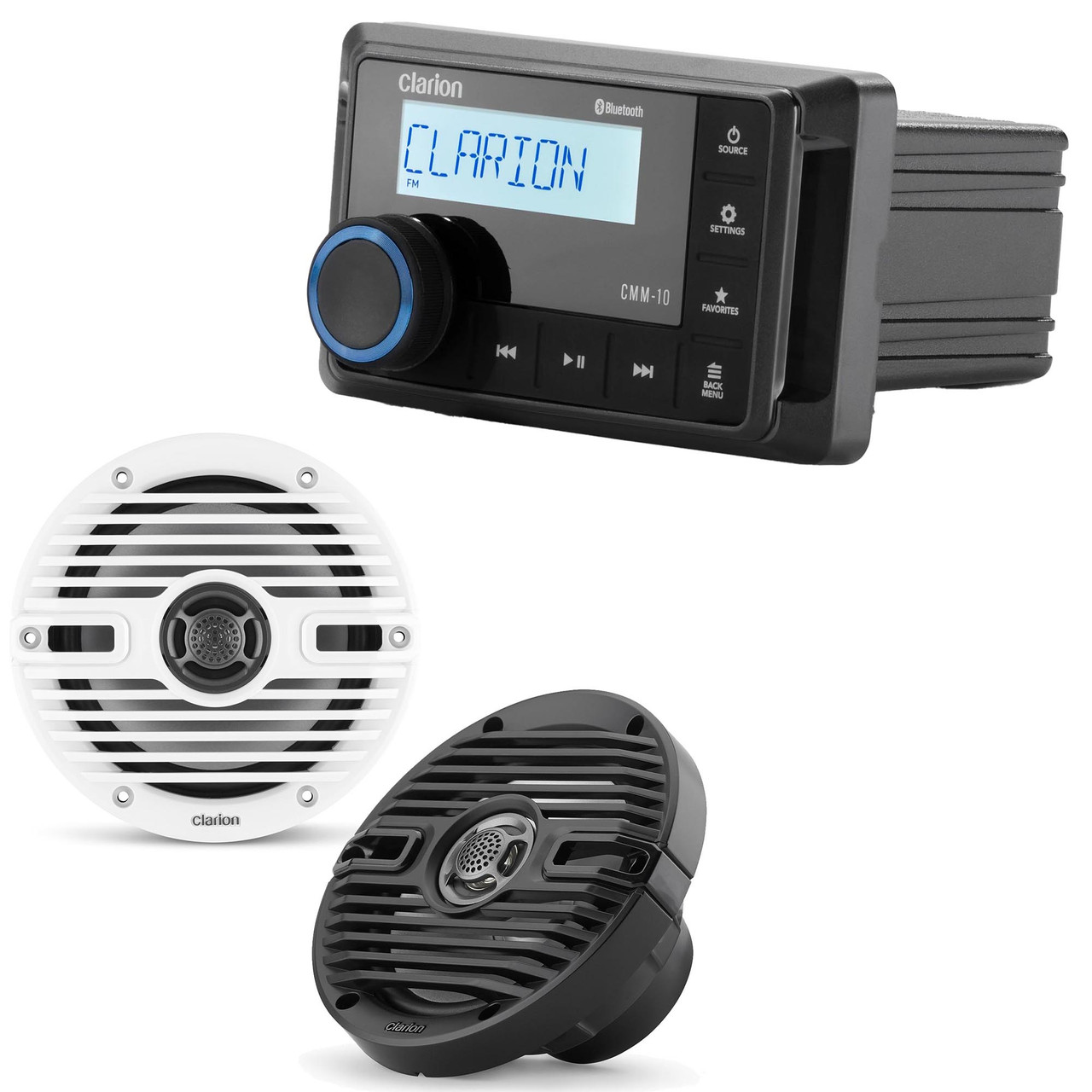 Clarion CMM-10 Marine Source Unit with CMS-651-CWB 6.5-inch Marine