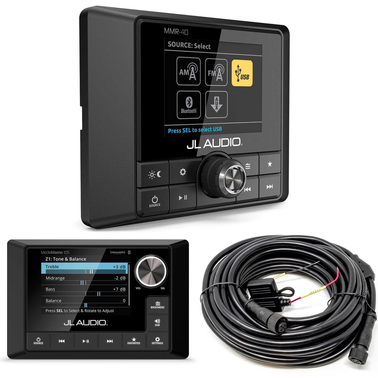 JL Audio MM105 Media Master, MMR-40 Full-function, wired remote w