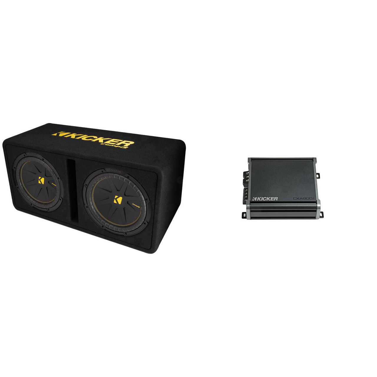 Kicker Dual 12 Inch Comp Bass Package 50DCWC122 with CXA8001