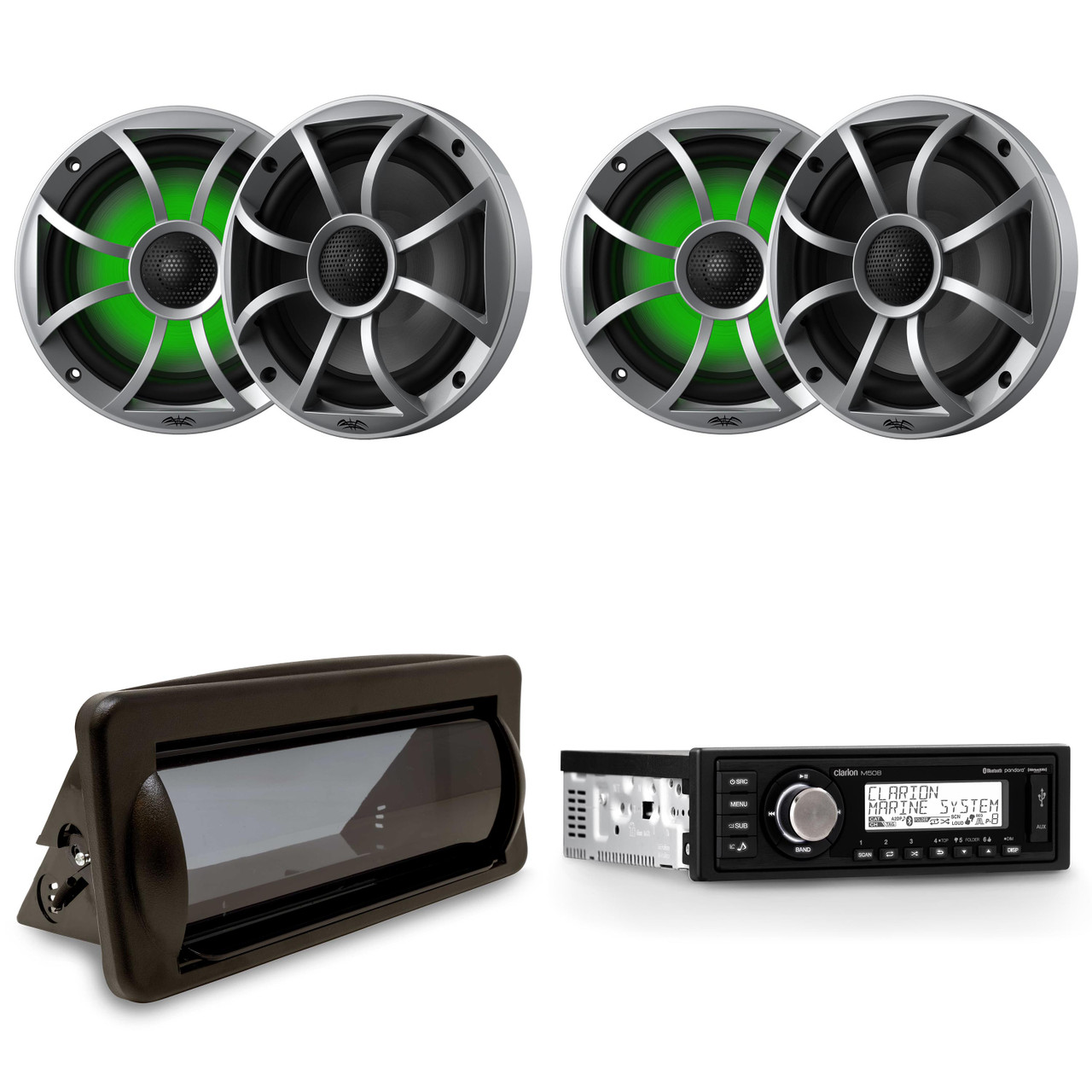 Clarion Marine Boat Audio Upgrade M508 Source Unit, Marine Cover