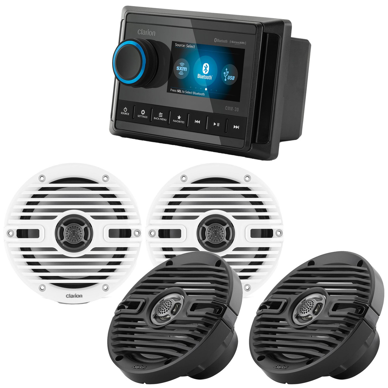 Clarion CMM-30 Marine Source Unit with Full-Color LCD Display with