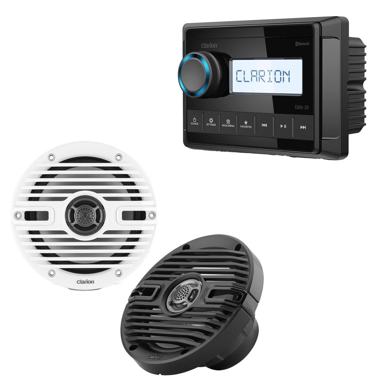 Clarion CMM-20 Marine Source Unit with LCD Display with CMS-651