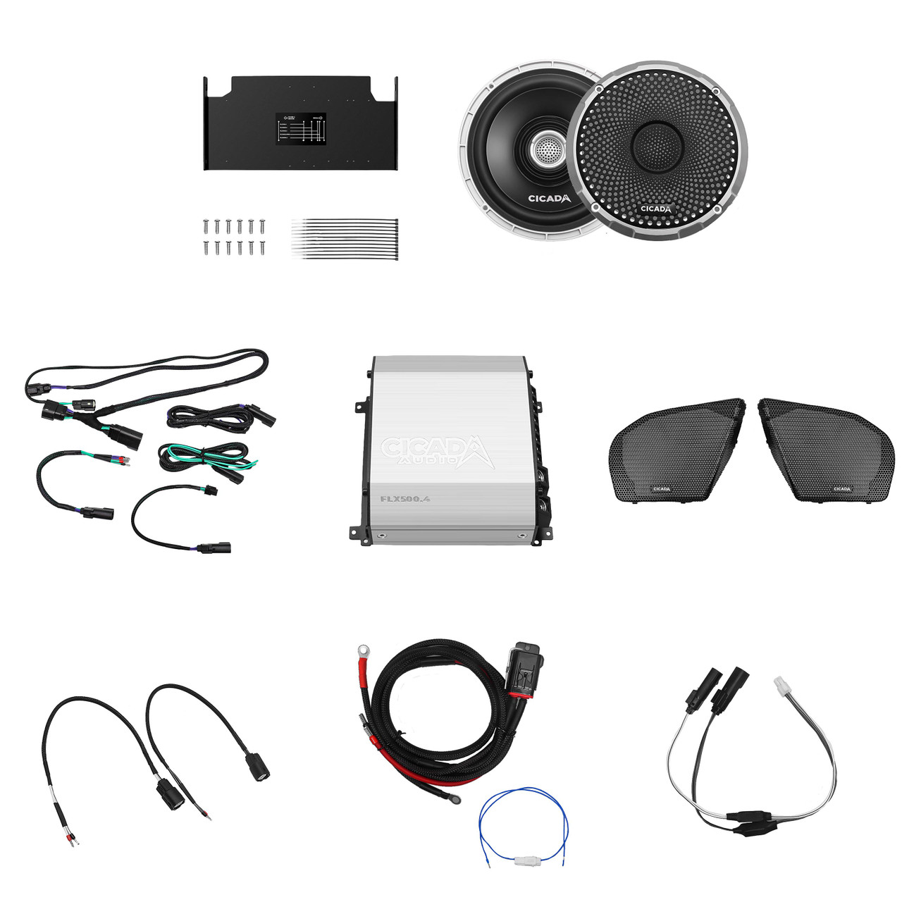 Cicada Audio 24FLXCX-4X2RG 500W 4Ch Amplifier & 2 Coaxial Speaker