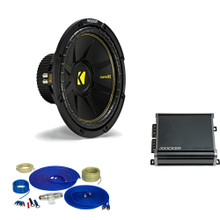 Kicker 12 Inch Bass Bundle 2 44CWCS124 Subwoofers with CXA8001 and