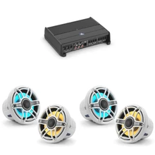 JL Audio XDM400/4 w/ (2) M6-880X-S-GwGw, Gloss White, Sport Grille