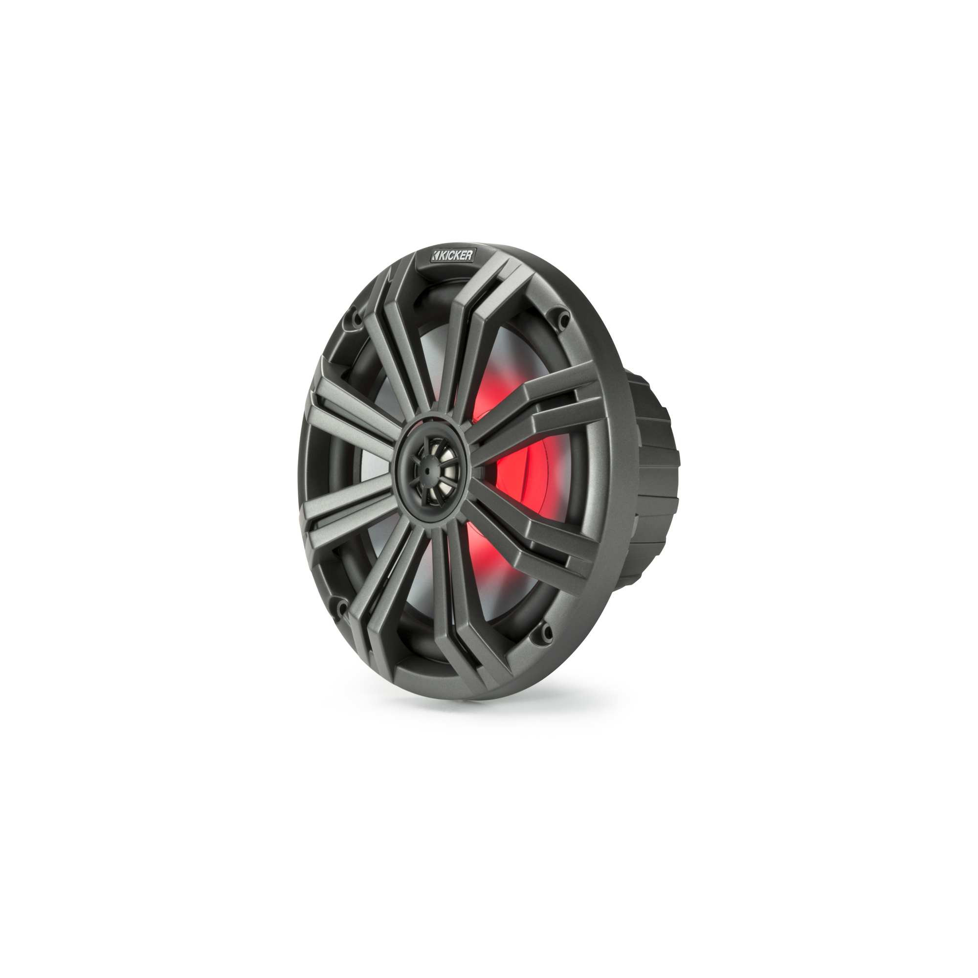 Kicker KM8 8-Inch Marine Coaxial Speakers With LED Lights - 4 Ohm Waterproof Boat Speakers