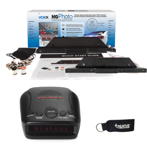 K40 RLS2 Portable Radar/Laser Detector w/GPS & Two Voxx NoPhoto NP1for Front and Rear