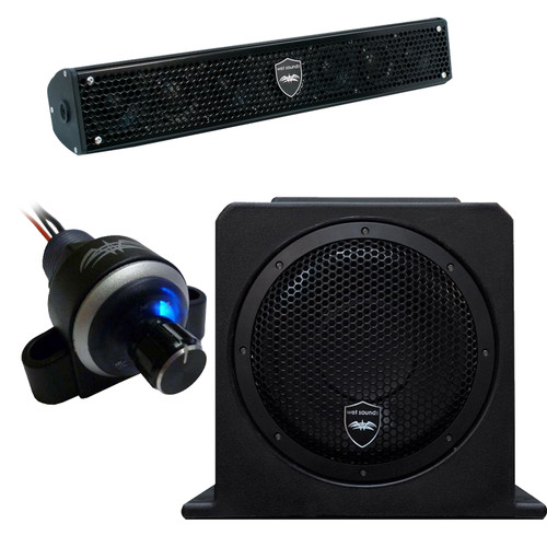 Wet Sounds Stealth 6 Surge Sound Bar w/ WW-BTVC Bluetooth Controller and AS-10 10" 500 Watt Powered Stealth Subwoofer