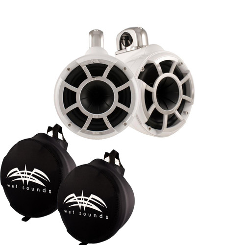 Wet Sounds REV 8 Swivel Clamp Tower Speakers with Wet Sounds Suitz speaker Covers - WHITE