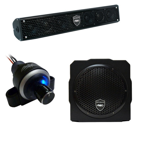 Wet Sounds Stealth 6 Surge Sound Bar w/ WW-BTVC Bluetooth Controller and AS-8 8" 350 Watt Powered Stealth Subwoofer