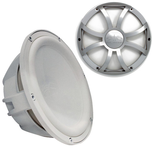 Wet Sounds Revo 12" Subwoofer & Grill - White Subwoofer & Silver XS Grill - 2 Ohm