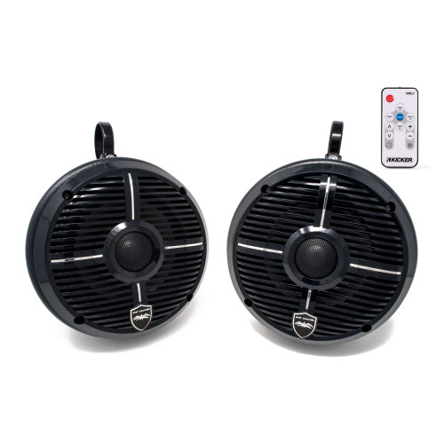 Wet Sounds REVO 6-XWB Black 6.5 Inch Marine LED Speakers & Enclosures (1.75" Clamps) & LED Controller