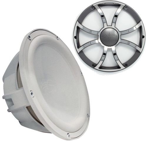 Wet Sounds Revo 12" Subwoofer & Grill - White Subwoofer & Gunmetal Stainless Steel Grill - 2 Ohm