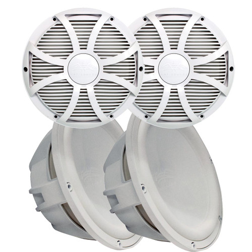 Two Wet Sounds Revo 12" Subwoofers & Grills - White Subwoofers & White Closed Face SW Grills - 4 Ohm
