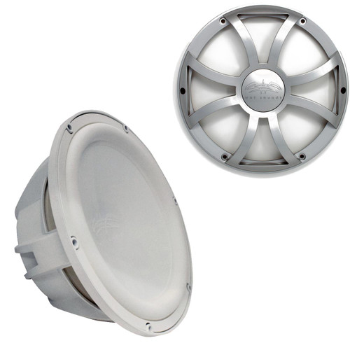 Wet Sounds Revo 10" Subwoofer & Grill - White Subwoofer & Silver XS Grill - 2 Ohm