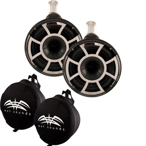 Wet Sounds REV 8 Fixed Clamp Tower Speakers with Wet Sounds Suitz speaker Covers - Black