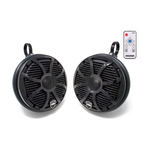 Wet Sounds REVO 6-SWB Black 6.5 Inch Marine LED Speakers & Enclosures (1.75" Clamps) & LED Controller