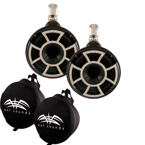 Wet Sounds REV 8 Swivel Clamp Tower Speakers with Wet Sounds Suitz speaker Covers - Black