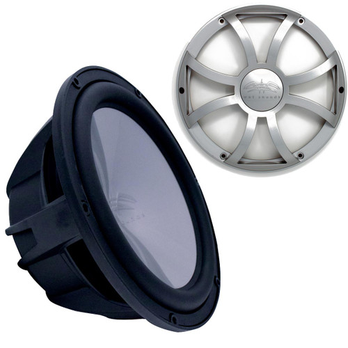 Wet Sounds Revo 12" Subwoofer & Grill - Black Subwoofer & Silver XS Grill - 4 Ohm