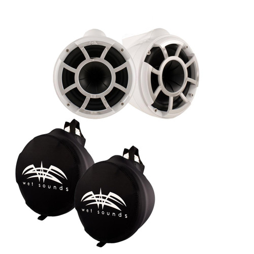 Wet Sounds REV 8 X Mount Tower Speakers with Wet Sounds Suitz speaker Covers - WHITE