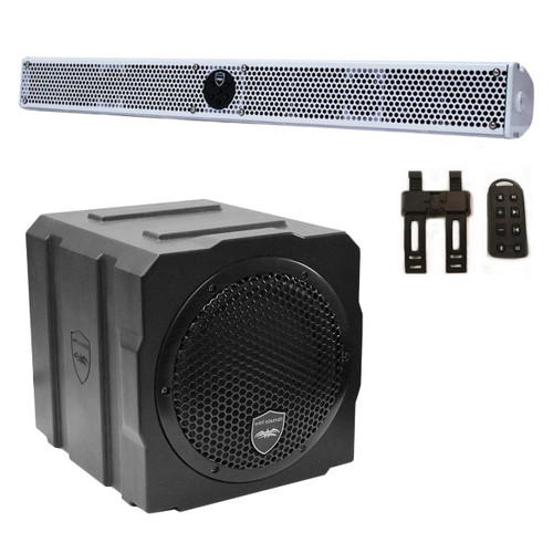 Wet Sounds Package - White Stealth 10 Ultra HD Sound Bar w/ Remote and AS-8 8" 350 Watt Powered Stealth Subwoofer