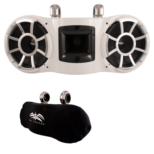 Wet Sounds REV 410 Swivel Clamp Tower Speaker with Wet Sounds Suitz speaker Covers - WHITE
