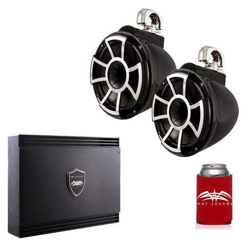 Wet Sounds REV10BFC Black REV 10 Fixed Clamp Tower Speakers with Wet