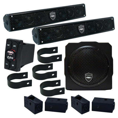 Wet Sounds - Two Stealth 6 Surge Soundbars, 1.75" Pipe Mounting Hardware, 8" Sub AS-8 & WW-BTRS Bluetooth Controller