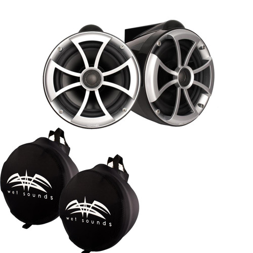 Wet Sounds ICON8-BX ICON Series X-Mount Wake Tower Speakers (pair) with Wet Sounds Suitz8 Speaker Covers