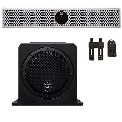 Wet Sounds Package - White Stealth 6 Ultra HD Sound Bar w/ Remote and AS-10 10" 500 Watt Powered Stealth Subwoofer