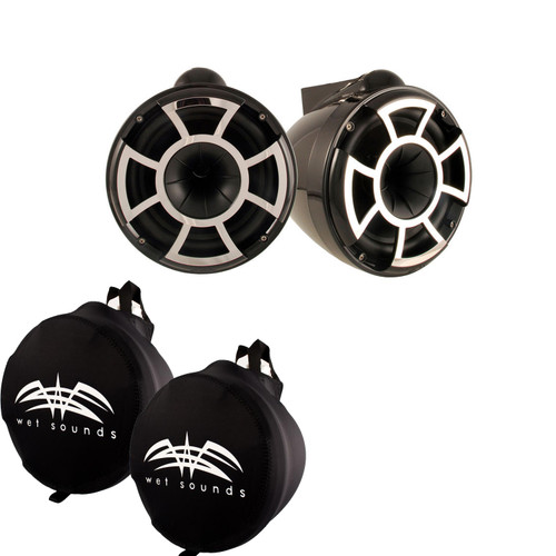 Wet Sounds REV 10 X Mount Tower Speakers with Wet Sounds Suitz speaker Covers - Black