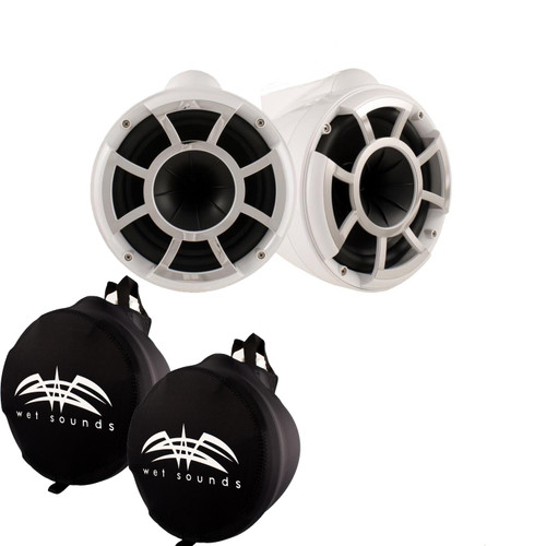 Wet Sounds REV 10 X Mount Tower Speakers with Wet Sounds Suitz speaker Covers - WHITE