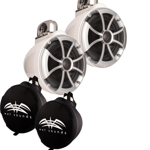 Wet Sounds ICON8-WFC ICON Series Fixed Clamp Wake Tower Speakers (pair) with Wet Sounds Suitz8 Speaker Covers