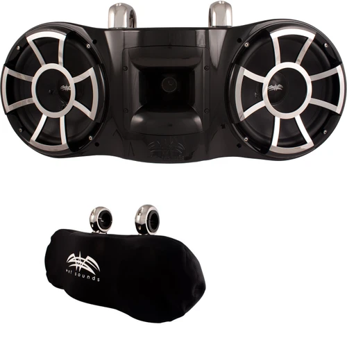 Wet Sounds REV 410 Fixed Clamp Tower Speakers with Wet Sounds Suitz speaker Covers - BLACK