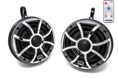 Wet Sounds REVO 6-XSG-SS GunMetal 6.5 Inch Marine LED Speakers & Enclosures (1.75" Clamps) & LED Controller