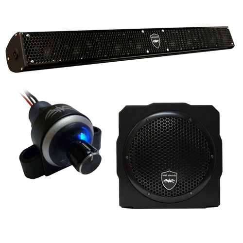 Wet Sounds Stealth 10 Surge Sound Bar w/ WW-BTVC Bluetooth Volume Controller and AS-8 8" 350 Watt Powered Subwoofer