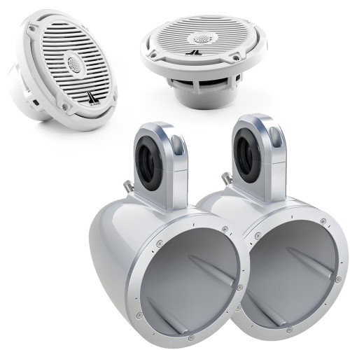 JL Audio MX650-CCX-CG-WH Wake Tower/UTV Speaker System Classic White Grill in Kicker 12KMTESW