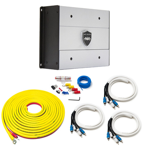 Wet Sounds HTX6 Package: 900 watt 6-channel amplifier & Stinger 7-Meter 4-Gauge Amplifier Wiring Kit w/ RCAs