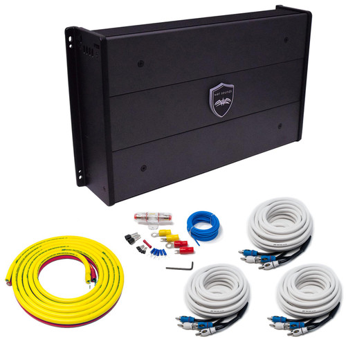 Wet Sounds SYN-DX 6 Full Range 6 Channel Amplifier & Stinger 3-Meter 4-Gauge Amplifier Wiring Kit w/ RCAs