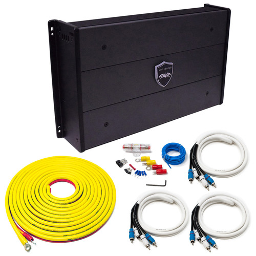 Wet Sounds SYN-DX 6 Full Range 6 Channel Amplifier & Stinger 7-Meter 4-Gauge Amplifier Wiring Kit w/ RCAs