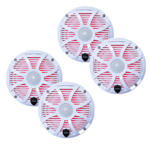 Wet Sounds - Two Pairs Of REVO 6-SWW White Closed SW Grille 6.5 Inch Marine LED Coaxial Speakers