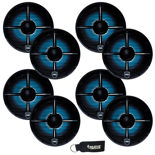 Wet Sounds - Four Pairs Of REVO 6-XWB Black Closed XW Grille 6.5 Inch Marine LED Coaxial Speakers