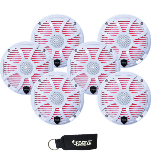 Wet Sounds - Three Pairs Of REVO 6-SWW White Closed SW Grille 6.5 Inch Marine LED Coaxial Speakers
