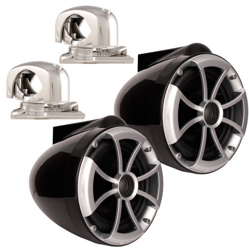 Wet Sounds ICON8 Black 8" Tower Speakers with Mini Swivel Clamps - Fits 1" to 1 7/8" Pipe