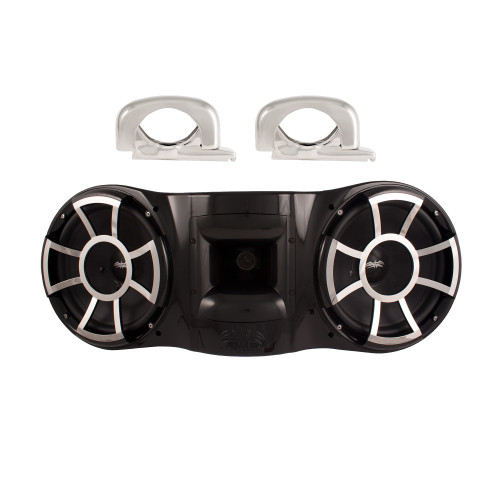 Wet Sounds REV 410 Tower Speaker with Mini Fixed Clamp, fits 1" to 1-7/8" pipes - BLACK