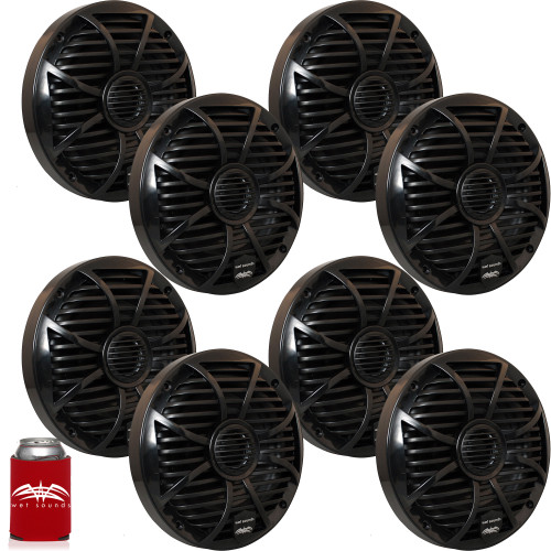 Wet Sounds Bundle: Four pairs of SW-650-B Black Grill 6.5" Marine Speakers, 100 Watts RMS Each