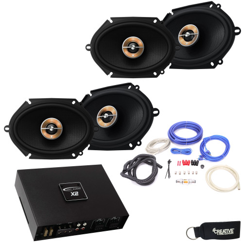 Infinity - Two Pairs Of KAPPA-86CFX 6x8/5x7" Coax Speakers + ARC X2 450.4 500 Watt 4 Channel Amplifier + Wiring Kit