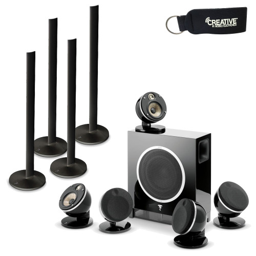 Focal Dome 5.1-Channel Speaker System With Sub Air (Black) With Two Pair of Focal Dome Speaker Stands