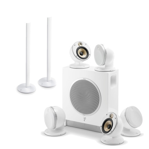 Focal Dome 5.1-Channel Speaker System With Sub Air (White) With a Pair of Focal Dome Speaker Stands