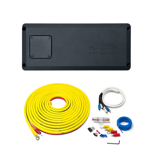 Wet Sounds STX Micro-1 Compact Chassis Class D Marine Grade Amplifier + 7 Meter Marine Wiring Kit